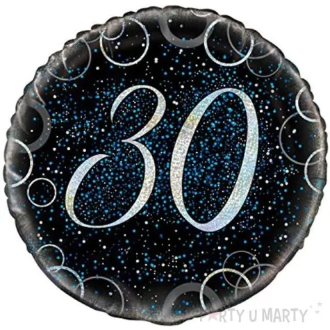 balon foliowy urodziny 30 glitz niebieski unique 18 rnd