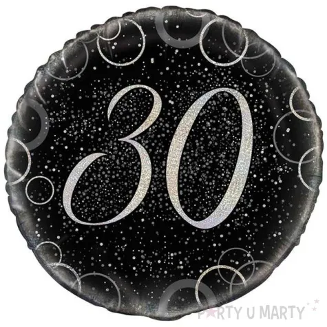 balon foliowy urodziny 30 glitz srebrny unique 18 rnd