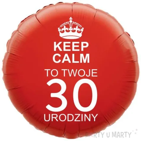 balon foliowy urodziny 30 keep calm czerwony 18 rnd