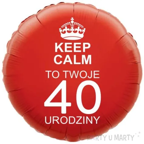 balon foliowy urodziny 40 keep calm czerwony 18 rnd