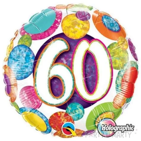 balon foliowy urodziny 60 dots glitz qualatex 18 rnd