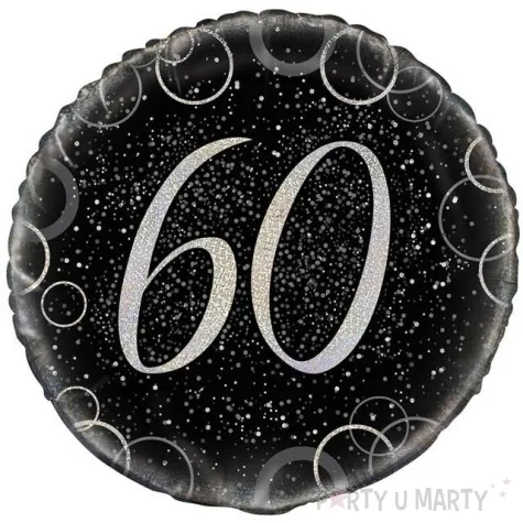 balon foliowy urodziny 60 glitz srebrny unique 18 rnd