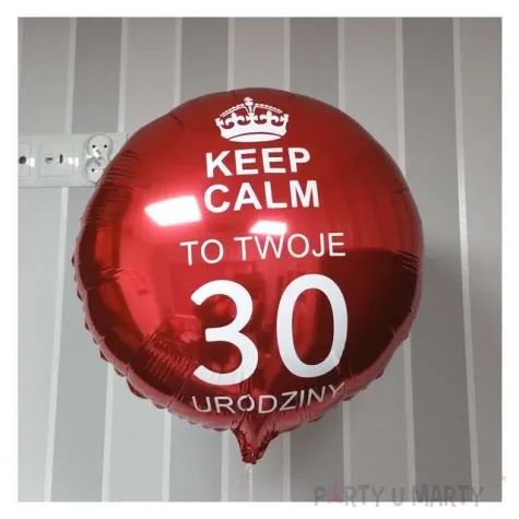balon foliowy urodziny 60 keep calm czerwony 18 rnd