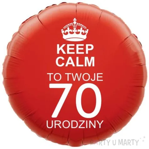 balon foliowy urodziny 70 keep calm czerwony 18 rnd