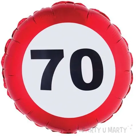balon foliowy urodziny 70 traffic birthday czerwony funny fashion 18 rnd