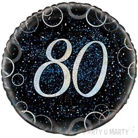 balon foliowy urodziny 80 glitz niebieski unique 18 rnd