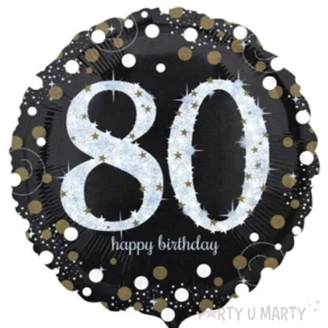 balon foliowy urodziny 80 srebrny amscan 18 rnd