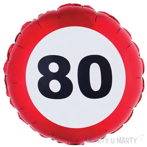 balon foliowy urodziny 80 traffic birthday czerwony funny fashion 18 rnd