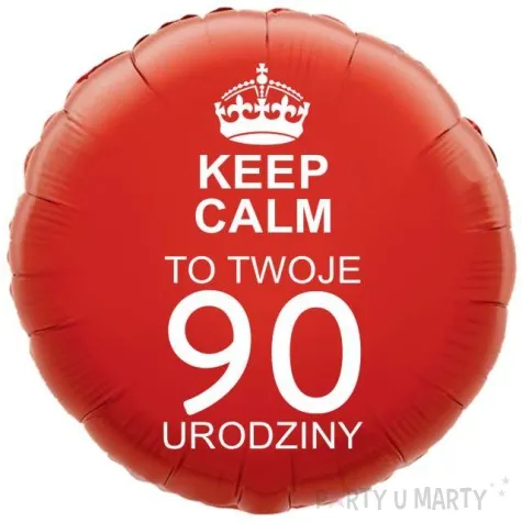 balon foliowy urodziny 90 keep calm czerwony 18 rnd