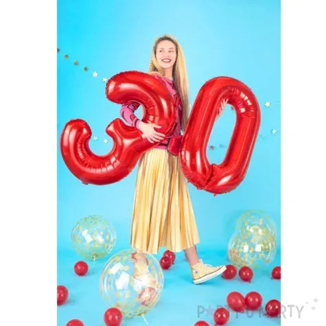 balon foliowy urodziny cyfra 2 czerwony partydeco 34 dgt