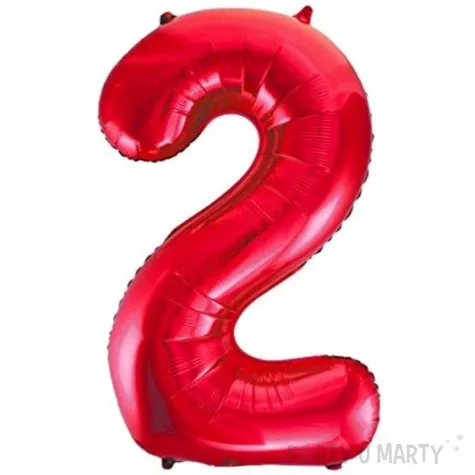 balon foliowy urodziny cyfra 2 czerwony partydeco 34 dgt