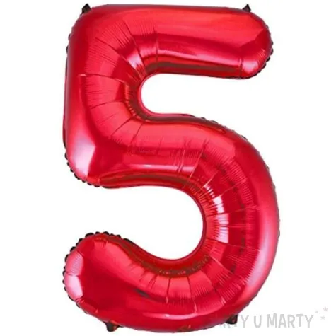 balon foliowy urodziny cyfra 5 czerwony partydeco 34 dgt