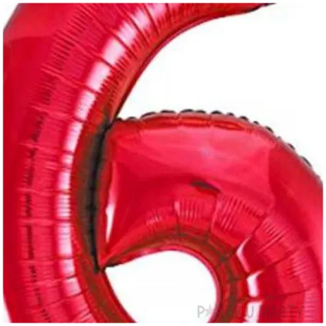 balon foliowy urodziny cyfra 6 czerwony partydeco 34 dgt