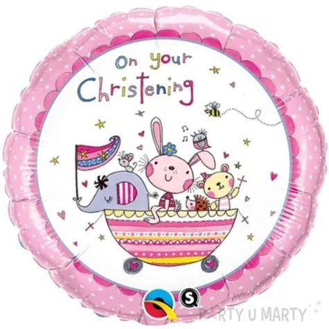 balon foliowy w dni chrztu rozowy qualatex 18 rnd