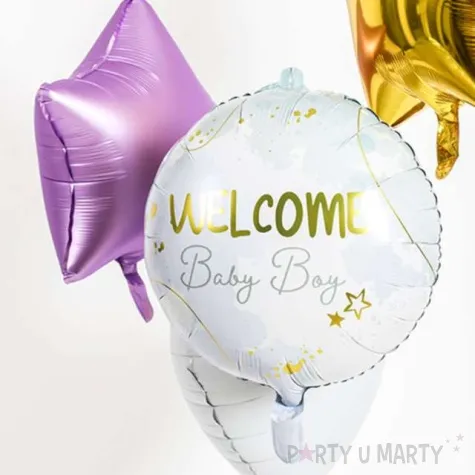 balon foliowy welcome baby boy szary folat 18 rnd