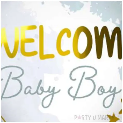 balon foliowy welcome baby boy szary folat 18 rnd