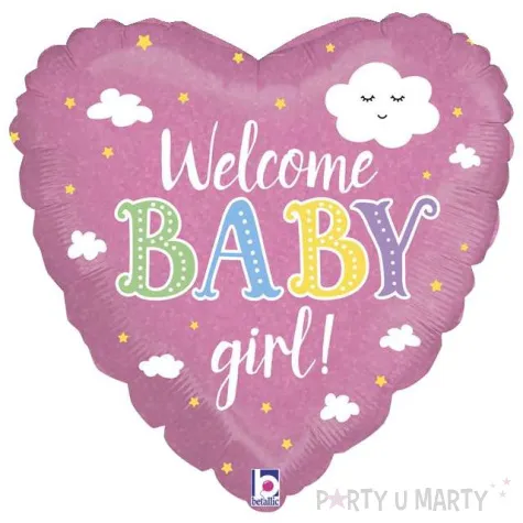 balon foliowy welcome baby girl chmurki i gwiazdki grabo 18 hrt