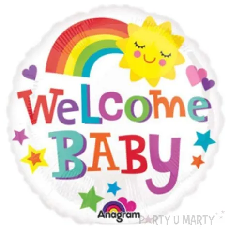 balon foliowy welcome baby rainbow amscan 9 rnd