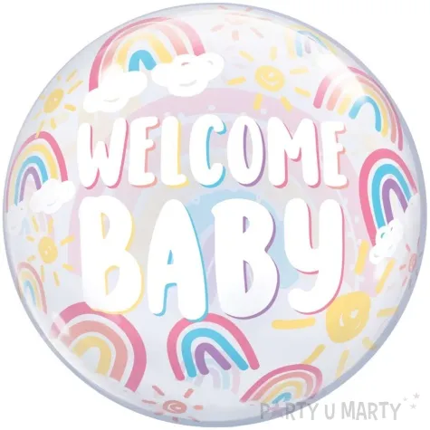 balon foliowy welcome baby tecza qualatex 22 rnd