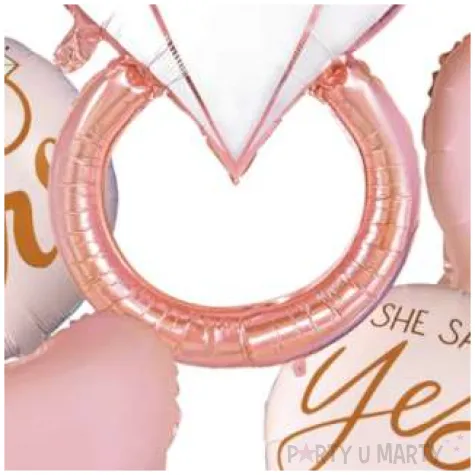 balon foliowy wieczor panienski pierscionek rozowe zloto partypal zestaw 5 szt