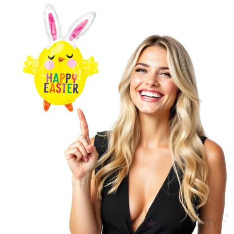 balon foliowy wielkanocny kurczak z uszami amscan 14 shp