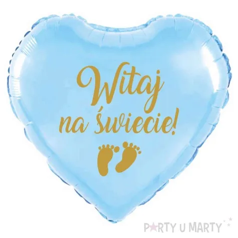 balon foliowy witaj na swiecie zloty blekitny 18 hrt