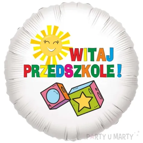 balon foliowy witaj przedszkole bialy 18 rnd