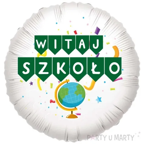 balon foliowy witaj szkolo flagi bialy 18 rnd
