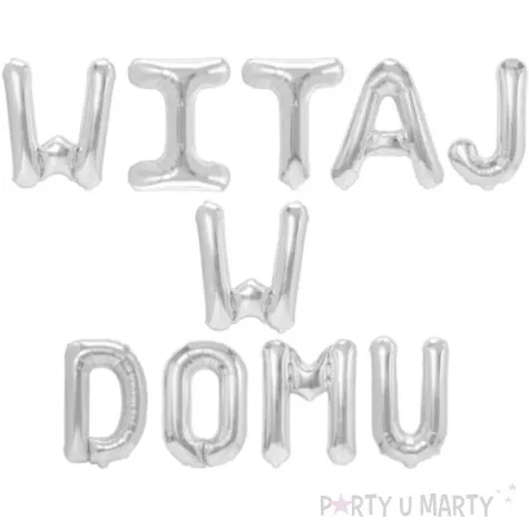 balon foliowy witaj w domu napis srebrny partypal 16 10 szt ltr