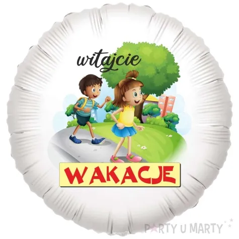 balon foliowy witajcie wakacje bialy 18 rnd