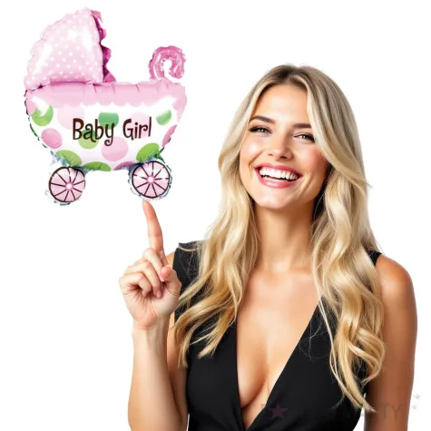 balon foliowy wozek its a girl rozowy partypal 32 shp