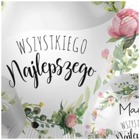 balon foliowy wszystkiego najlepszego personalizacja bialy premioloon 17 rnd