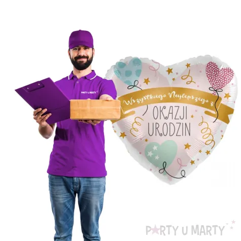 balon foliowy wszystkiego najlepszego z okazji urodzin serce premioloon 17 hrt