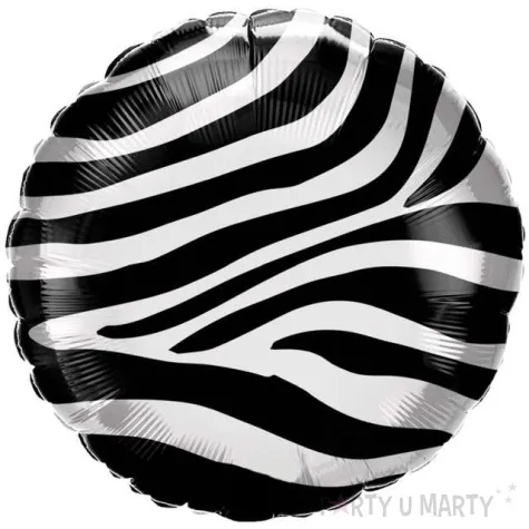 balon foliowy zebra deco czarny qualtex 18 rnd