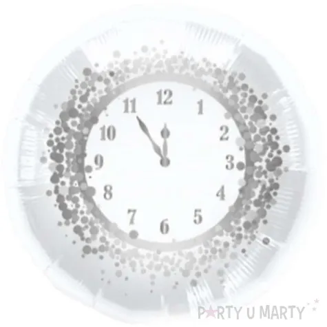 balon foliowy zegar happy new year bialo srebrny folat 18 rnd