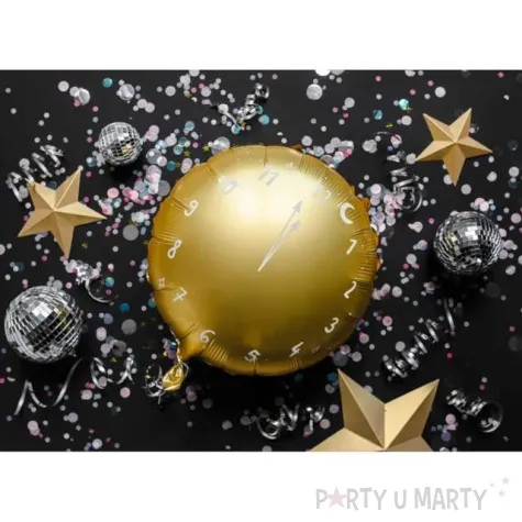 balon foliowy zegar zloty partydeco 18 rnd