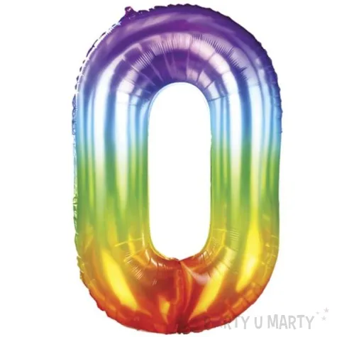 balon foliowy zelek cyfra 0 teczowy partypal 40 dgt