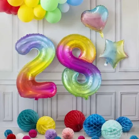 balon foliowy zelek cyfra 1 teczowy partypal 40 dgt