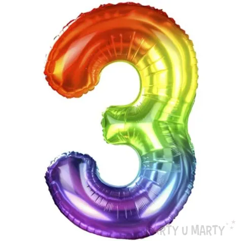balon foliowy zelek cyfra 3 teczowy partypal 40 dgt