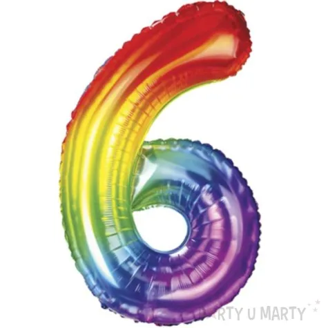 balon foliowy zelek cyfra 6 teczowy partypal 40 dgt