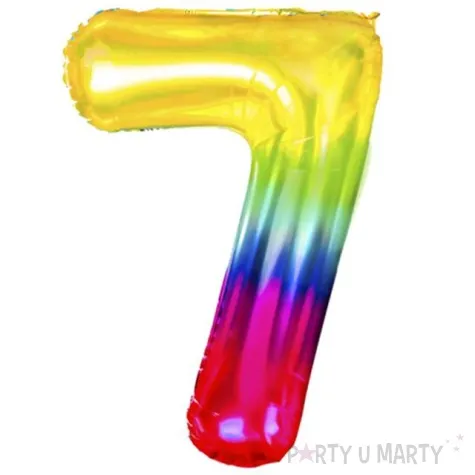 balon foliowy zelek cyfra 7 teczowy partypal 40 dgt