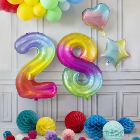 balon foliowy zelek cyfra 7 teczowy partypal 40 dgt