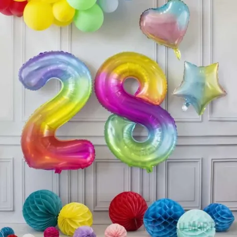 balon foliowy zelek cyfra 9 teczowy partypal 40 dgt