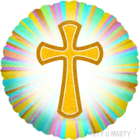 balon foliowy zloty krzyz betallic 18 rnd