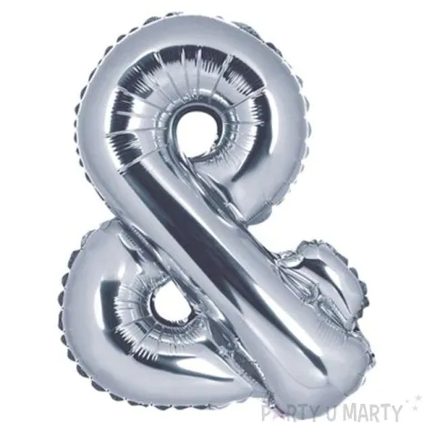 balon foliowy znak and 14 partydeco srebrny