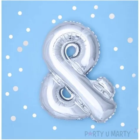 balon foliowy znak and 14 partydeco srebrny