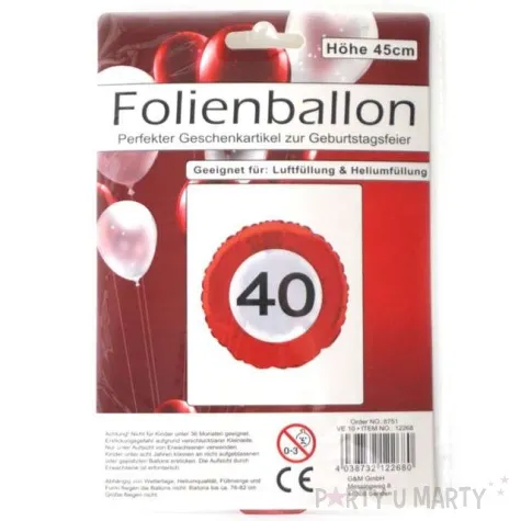 balon foliowy znak drogowy 40 czerwony top ten 18 rnd