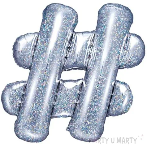 balon foliowy znak hash 14 partydeco holograficzny