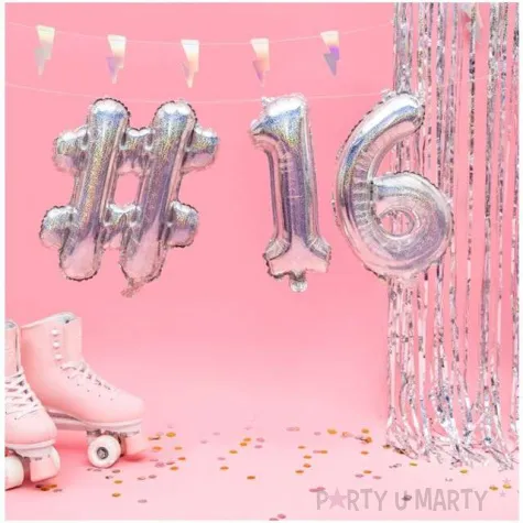 balon foliowy znak hash 14 partydeco holograficzny