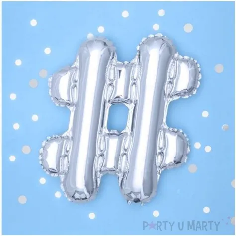 balon foliowy znak hash 14 partydeco srebrny